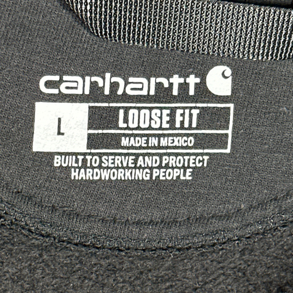 Carhartt Sweater Adult LARGE Black Hoodie Jacket Loose Fit Distressed Workwear - Picture 4 of 9